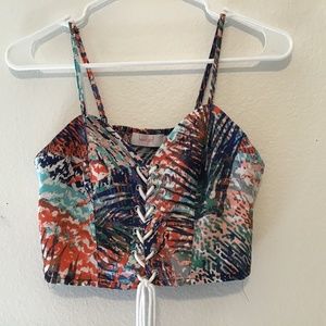 Henrigirl Spaghetti Strap Floral Crop Top
